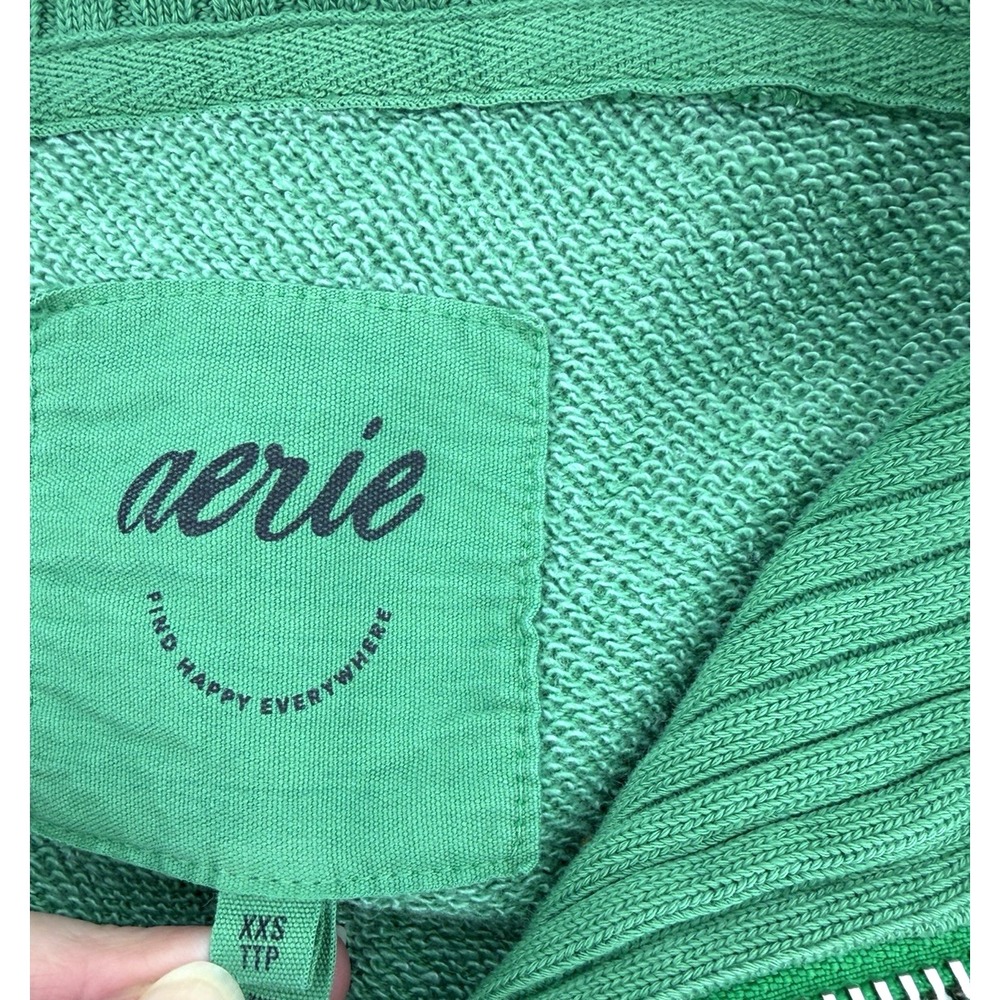 Aerie Down To Earth Quarter 1/4 Zip Sweatshirt Oversized Distressed Women XXS - Picture 7 of 11